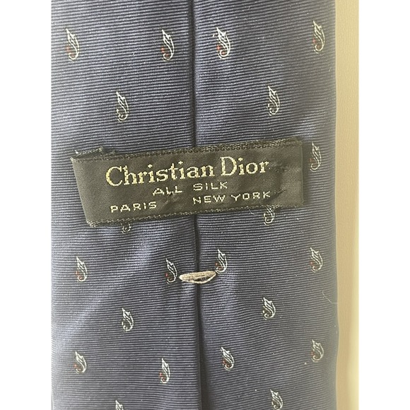 Christian Dior Mens Designer  Necktie Navy Blue Tie - Picture 1 of 6